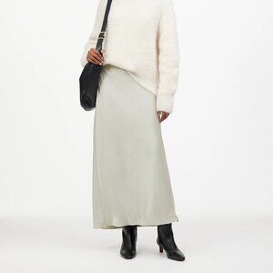 NWT Madewell Satin Maxi Slip Skirt in steel - 8